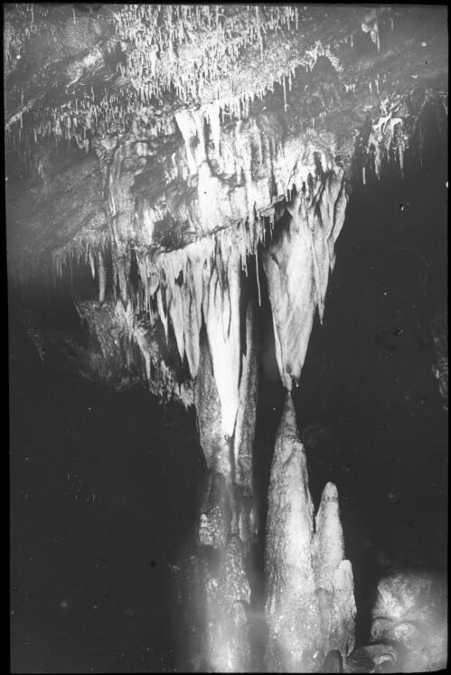 Stalactite, Buchan Caves, Victoria [transparency] : a lantern slide from John Flynn's missionary days in Gippsland 1906-7 / John Flynn