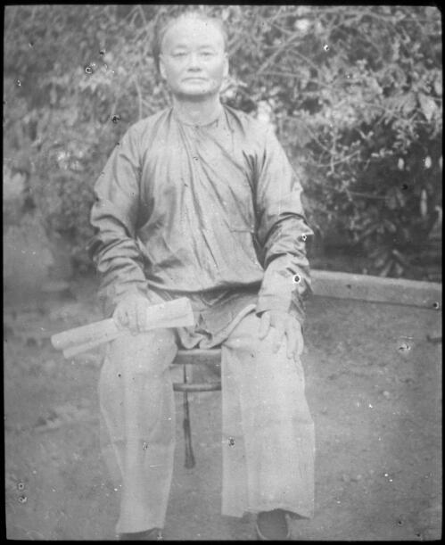 Cheon, a Chinese man, Northern Territory [transparency] : taken on a survey trip re Flying Doctor Scheme. Rev J.A. Barber and Dr George Simpson 1927 / [John Flynn?]