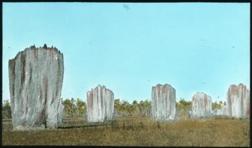 Magnetic ant hills [2] [transparency] : a lantern slide used in lectures on all Australian Inland Mission activities / [John Flynn?]