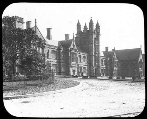 View of the main quad and building at Sydney University [transparency] : a variety of Sydney and country scenes / G.W.W