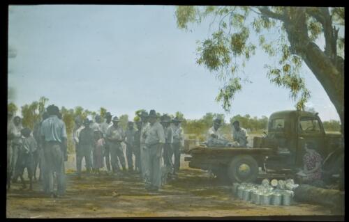 Christmas day celebrations at Fitzroy Crossing [transparency] : scenes from the North Australia Patrol and other general scenes, 1937-1942 / [John Flynn?]