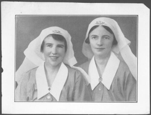 Portrait of Sisters Stewart and Langham in nurses uniforms [picture] / [John Flynn?]