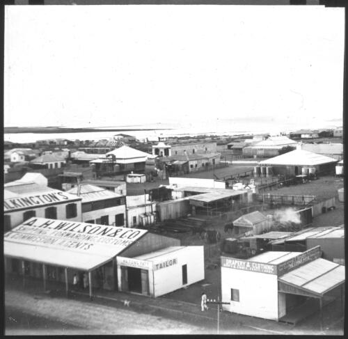 Port Hedland town and shops, Western Australia [transparency] : scenes of Port Hedland / [John Flynn?]