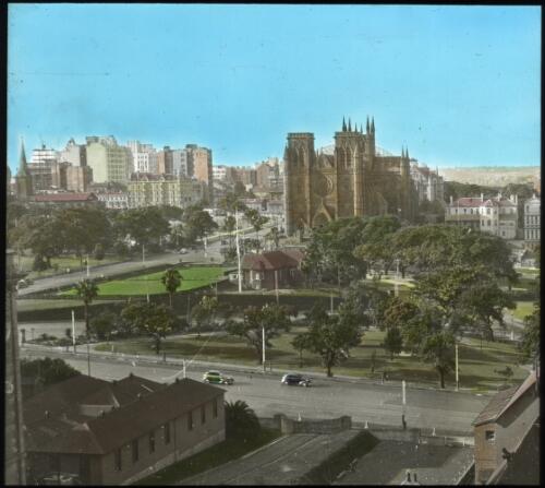 View of St Mary's [Roman Catholic Cathedral], Sydney [transparency] / [John Flynn?]