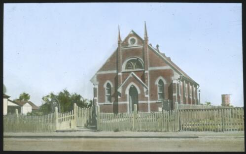 St. Luke's Presbyterian Church, Carnarvon, Western Australia, [2] [transparency] : scenes of Carnarvon / [John Flynn?]