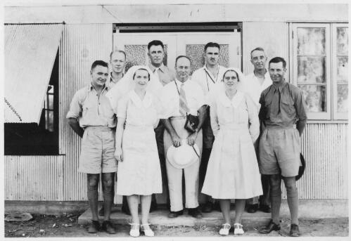 Staff and visitors at Fitzroy Crossing hospital, 1939 [picture] / [John Flynn?]