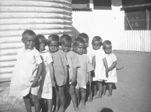 Aboriginal children at the Colebrook Home?, Quorn, South Australia, ca. 1936 [transparency] / C. Duguid