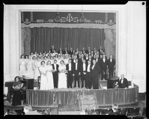 Combined choirs during the Pirates of Penzance production at the Albert Hall, Canberra, 18 August 1950 / L.J. Dwyer