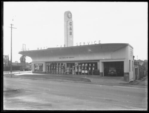 Exterior view of the Four Ways Car Service station, Sydney, New South Wales [picture] / A.G. Foster