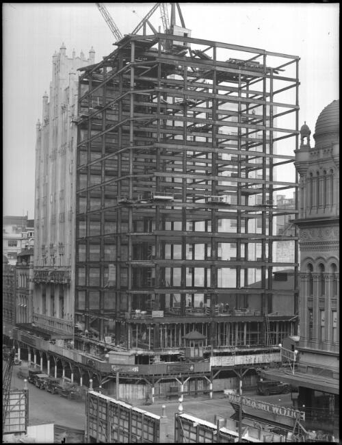 Building construction work of Gowings building, Sydney [picture] / A.G. Foster