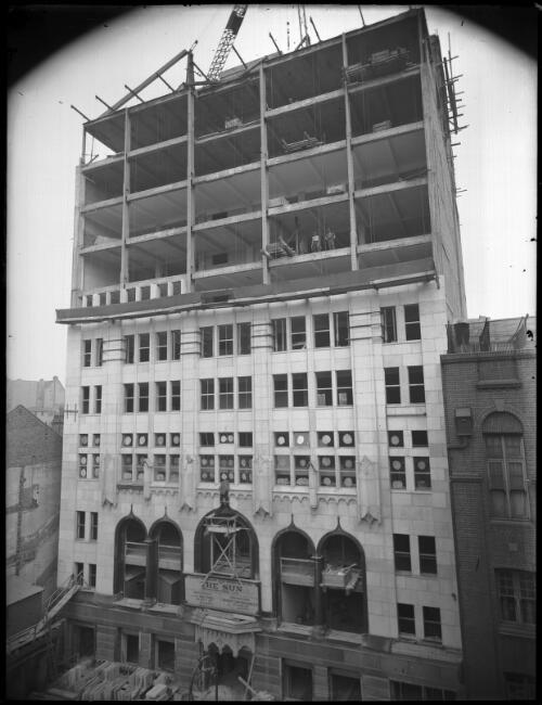 Construction work of The Sun Newspaper building [picture] / A.G. Foster
