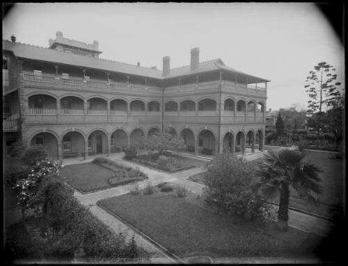 Interior view of an unidentified convent school from the courtyard, Sydney [picture] / A.G. Foster