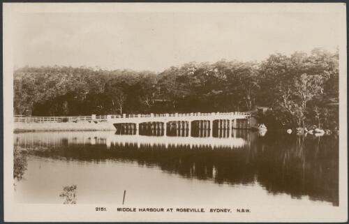 Bridge between Roseville and Frenchs Forest, Middle Harbour, Sydney, N.S.W., 1931? [picture] / Samuel Wood, Sydney