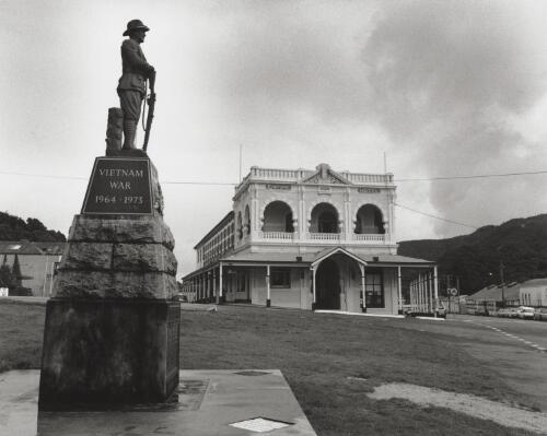 War Memorial with Empire Hotel at rear, Queenstown [picture]