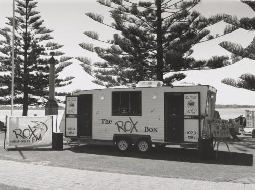 ROX FM102.3 transportable radio station in caravan. NSW, 1996 [picture] / Brendan Bell