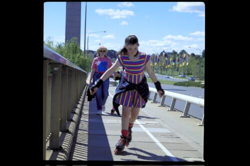 Roller blading on Commonwealth Avenue Bridge, Canberra [picture]