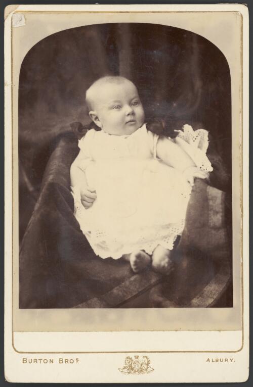 Portrait of infant girl, Albury, New South Wales, ca. 1880, 3 [picture] / Burton Brothers