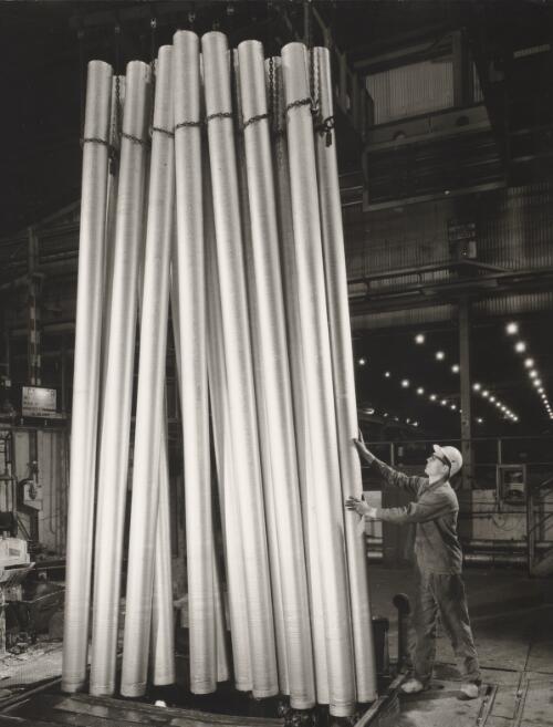 Aluminium rods at Comalco's plant, Bell Bay, Tasmania, 1965, 1 [picture] / Wolfgang Sievers