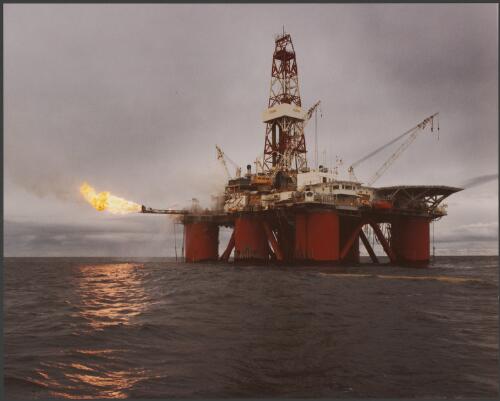 Shell's oil rig, Nymphea, test firing in Bass Strait, 1983 [picture] / Wolfgang Sievers
