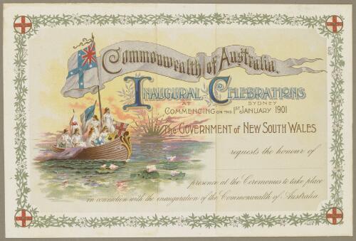 Invitation to the Commonwealth of Australia inaugural celebrations, Sydney commencing on the 1st January 1901 [picture]