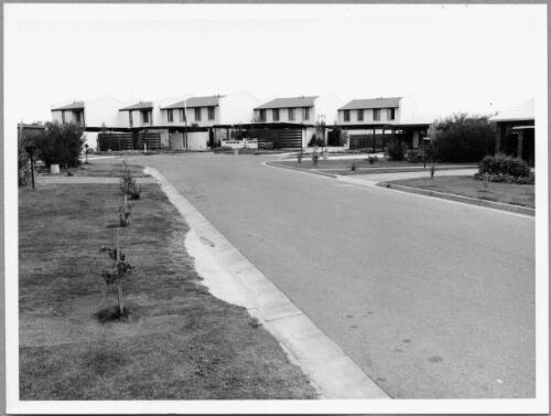 Project houses which face either the lake or the nearby Saint Vincent Gulf, [West Lakes, Adelaide, 1975] [picture] / Douglas McNaughton