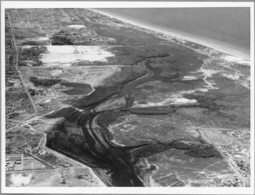 1968 aerial view of the swamp land before reclamation work began, [West Lakes, Adelaide] [picture] / Douglas McNaughton