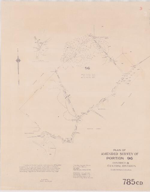 Plan of [Matirogo] amended survey of Portion 96, District 8, Central Division / drawn by L.E.C. 21.6.50