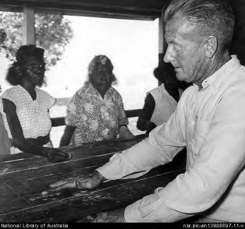 The Methodist [i.e. Presbyterian] missionary in his shop at Weipa Mission, Cape York, North Queensland, 1957 [picture] / Wolfgang Sievers