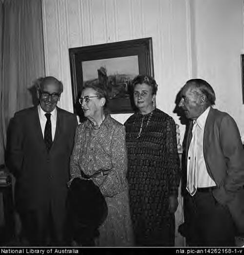 Portraits of Robert D. FitzGerald, Marjorie FitzGerald, Rosemary Bolton and Douglas Stewart, ca. 1985 [picture] / Alec Bolton