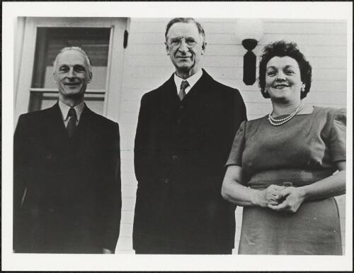 Eamon de Valera with Dr. and Mrs. T.J. Kiernan, Ireland's representative in Australia, Canberra, 1948 [picture]
