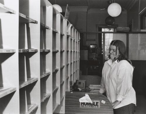 Jocasta Keely, junior Post-mistress at the post office, Braidwood, New South Wales, January 1999 [picture] / Terry Milligan