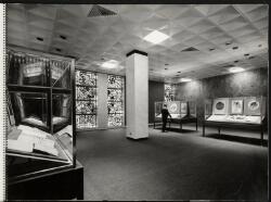 Display cases in the foyer of the National Library of Australia, 1968 ...