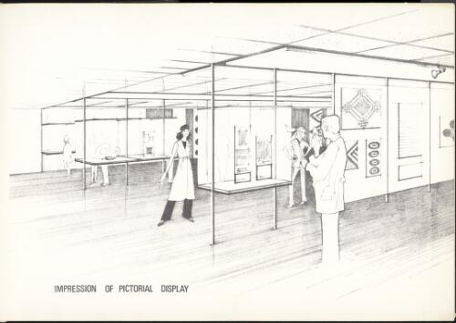 Artist's impression of pictorial display room, lower ground floor, National Library of Australia 1968 [picture] / Bunning & Madden