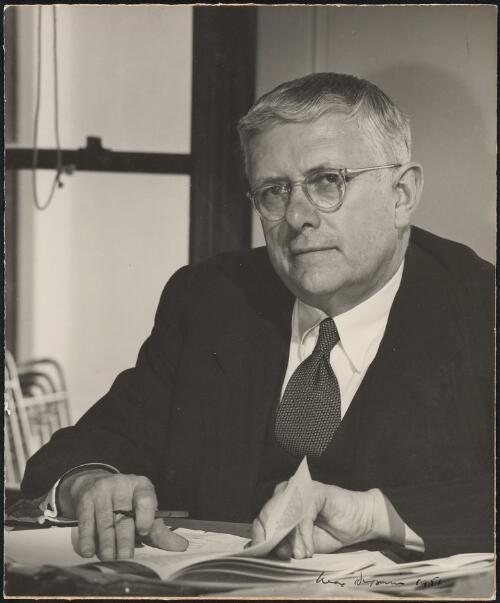 [Portrait of H.V. Evatt sitting at a desk, 1951] [picture] / Max Dupain