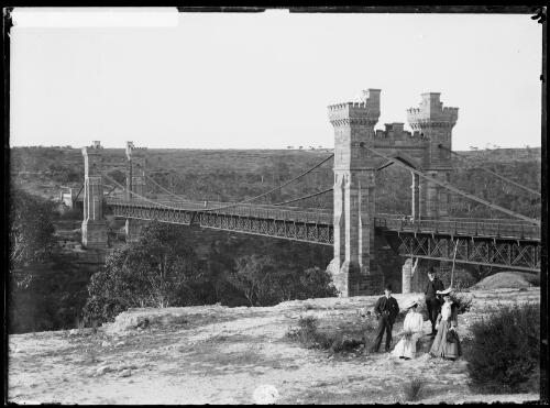 Bert Hammer, Carmen Hammer, Harold and Winifred Cazneaux near suspension bridge, Northbridge, New South Wales, September 1905, 1 [picture]