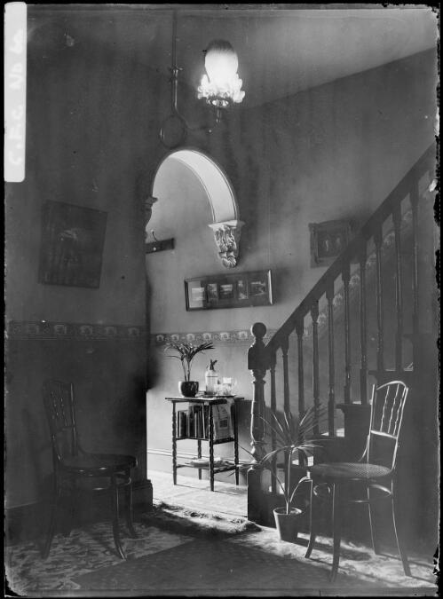Hall and staircase, North Sydney, ca. 1910 [picture] / Harold Cazneux