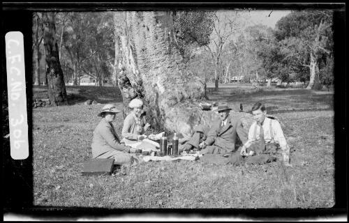 Cazneaux family having a picnic, Adelaide, South Australia, 1937 [picture] / Harold Cazneaux