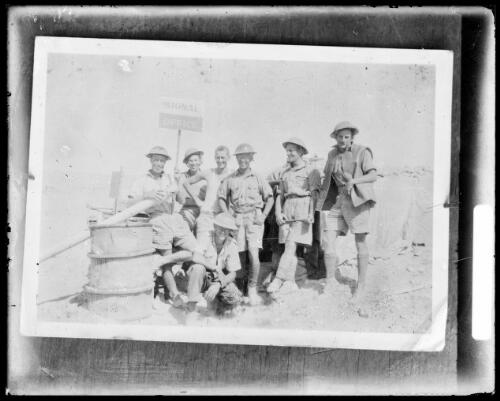 Harold Ramsay Cazneaux with soldiers from the Royal Australian Corps of Signals, Middle East?, 1940? [picture]