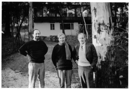 Albert Tucker, Arthur Boyd and Sidney Nolan, Hurstbridge, Victoria, ca. 1968 [picture] / Barbara Tucker