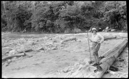Sarah Chinnery crossing a river, New Guinea, 1933 [picture]
