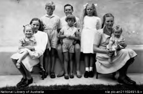 The eight oldest Eccles children : Judy, Alice, Bill, Peter, John, Mary, Rose, Frances [picture]