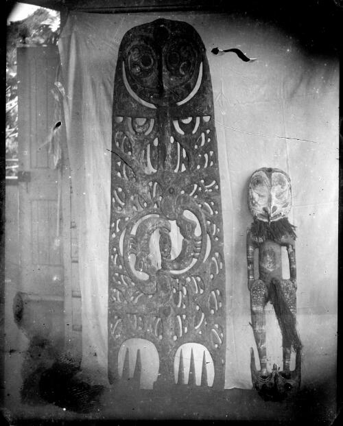 Two carved items, Rabaul, New Guinea, ca. 1931 [picture] / Sarah Chinnery