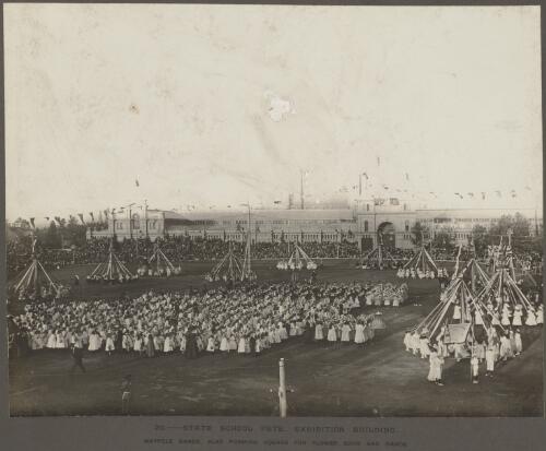 State School Fete, Exhibition Building : maypole dance, also forming squads for flower song and dance [picture]