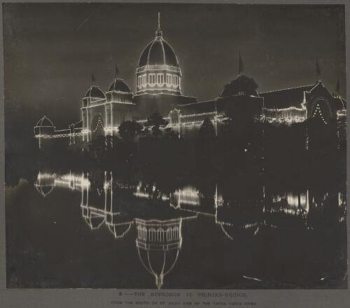 Exhibition Building illuminated, with the lake in the foreground, Melbourne, 1901 [picture]
