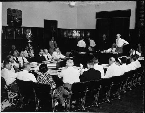 The only joint meeting of the Commonwealth Immigration Advisory Council and the Commonwealth Immigration Planning Council ever held, Commonwealth Reception Centre, Bonegilla, December, 1950 [picture]