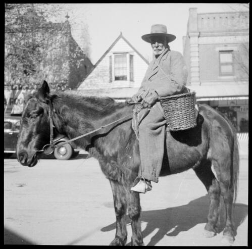 King Billie, William Barak on horse back, Healesville, Victoria, ca. 1900, 2 [picture] / Sarah Chinnery