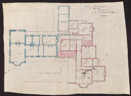 Plan of additions at "Mona" Braidwood for H. F. Maddrell Esq. [picture] : [present building and additions]