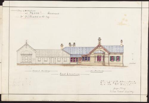 Plan of additions "Mona" Braidwood for H. F. Maddrell Esq. [picture] : [present building, front elevation, new portion]