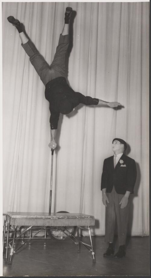 The Duo Perrards performing on a unicycle, ca. 1960, 3 [picture] / produced by H. Williamson & Co., Sydney