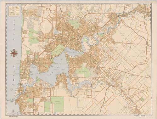 Metropolitan road map : [Perth, Western Australia] / prepared by the Chief Draftsman's Branch, Department of Lands and Surveys ; J.M. Ryan, Chief Cartographer ; P. Stanley, Chief Draughtsman